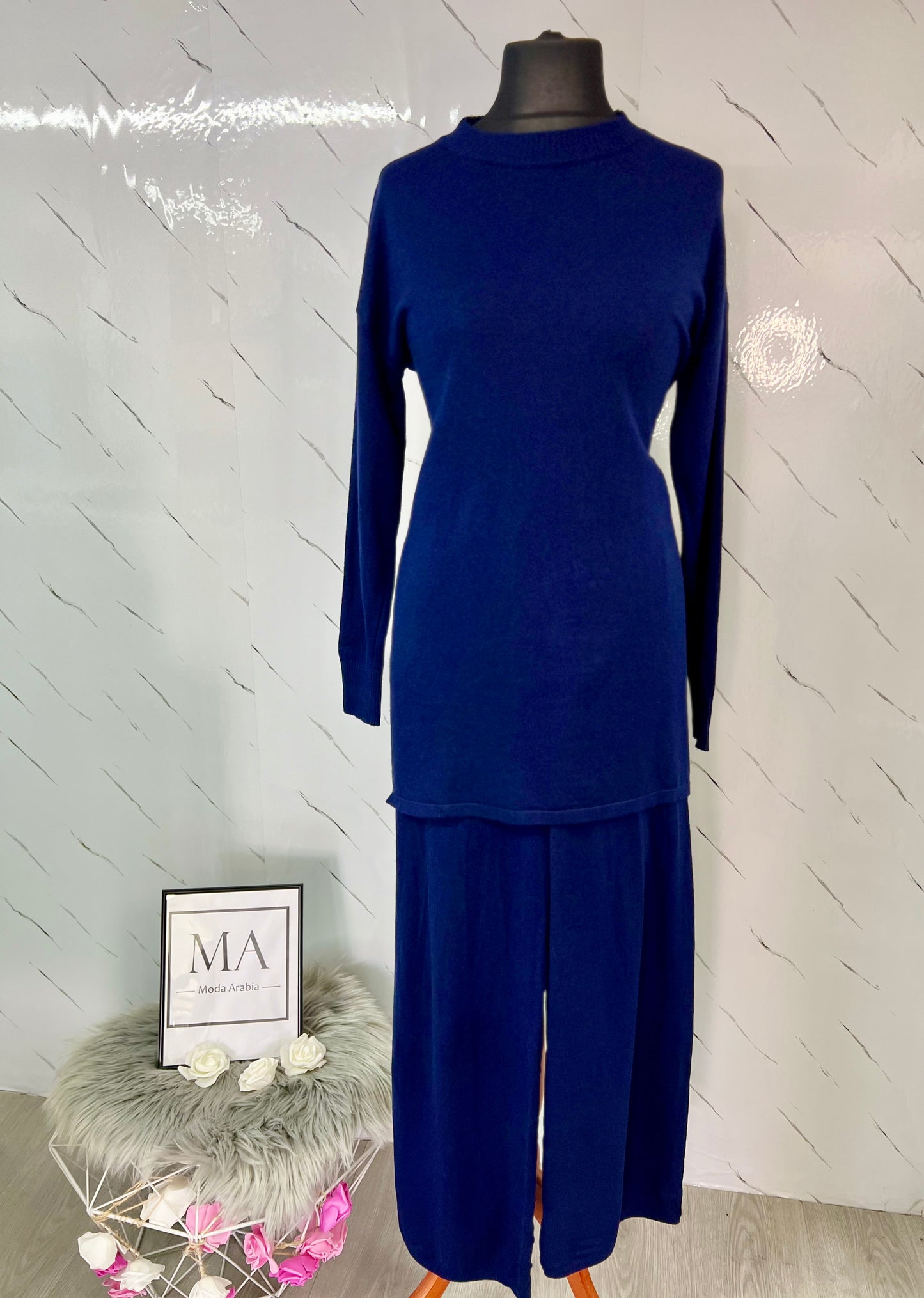 Conjunto punto fino azul marino