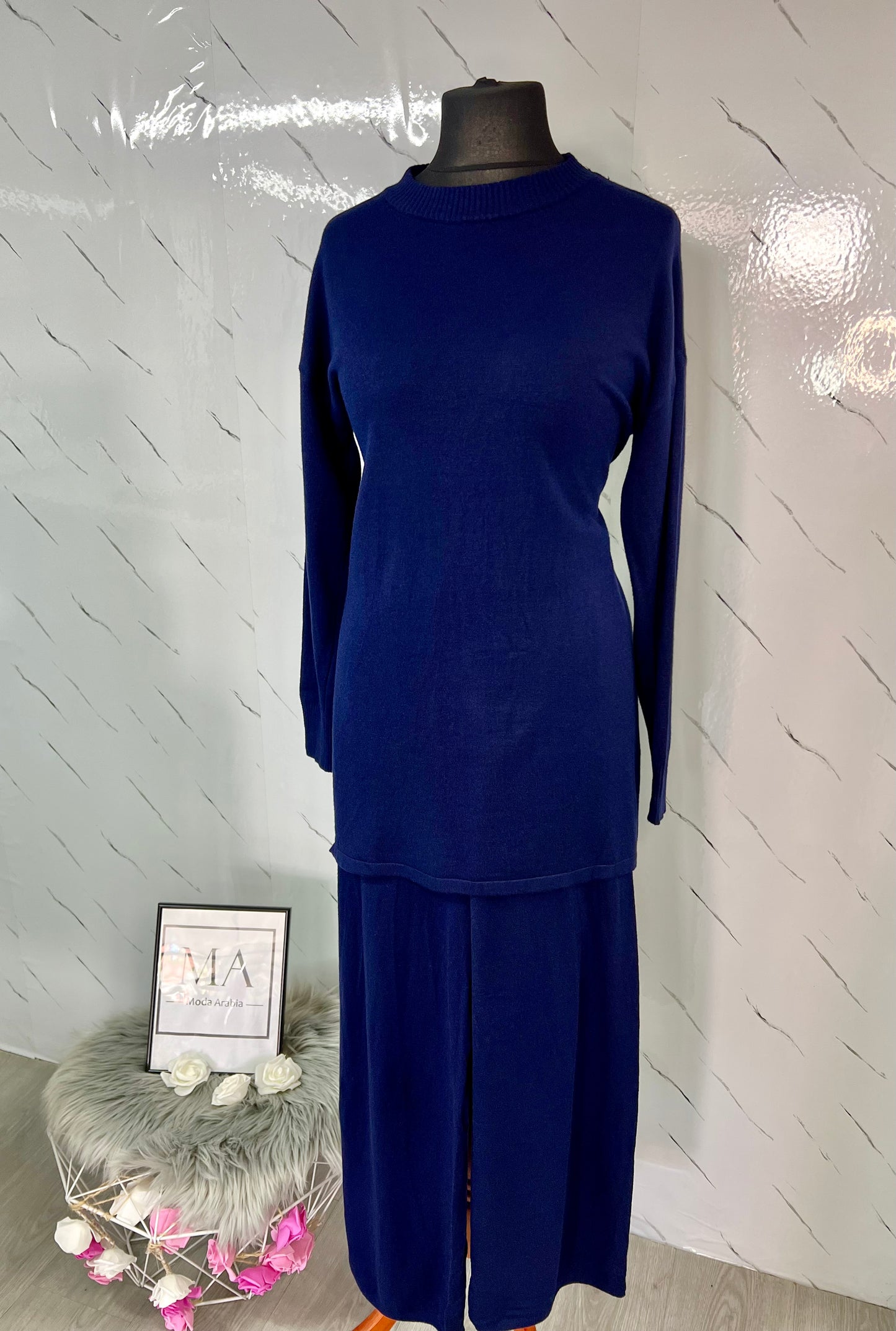 Conjunto punto fino azul marino
