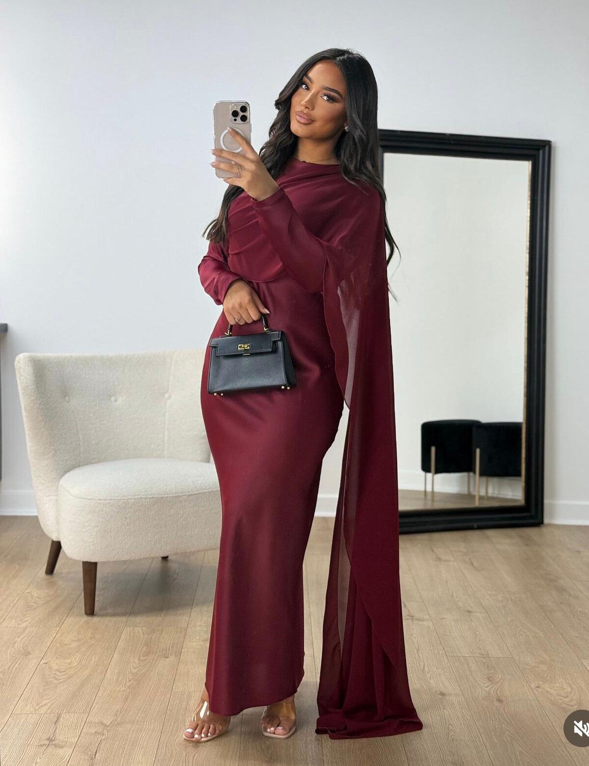 Vestido tul burdeos