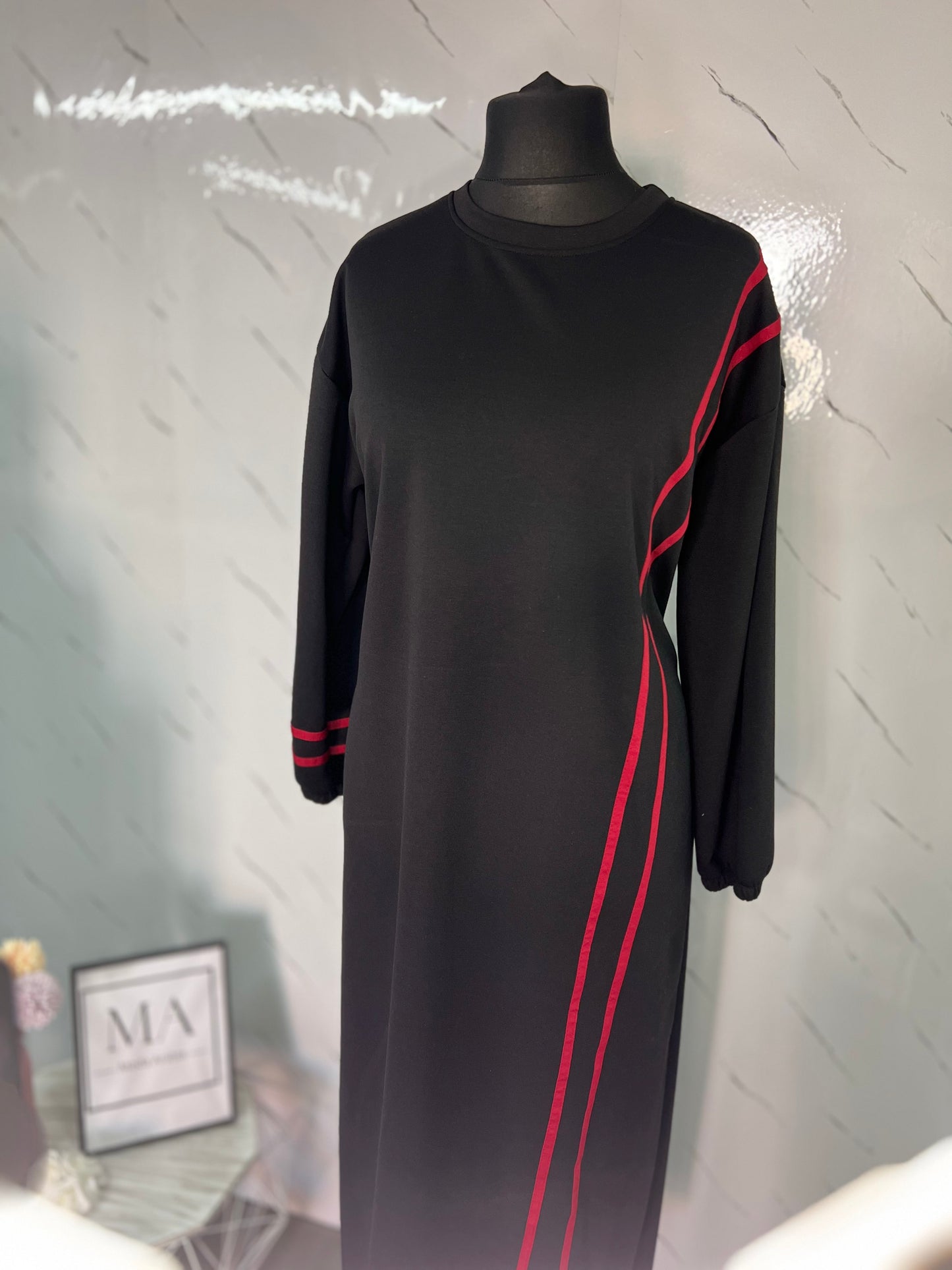 Vestido sudadera rayas roja