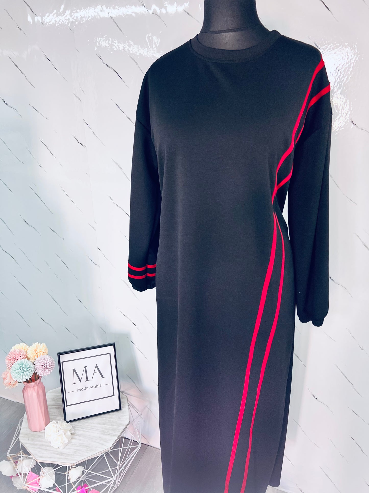 Vestido sudadera rayas roja