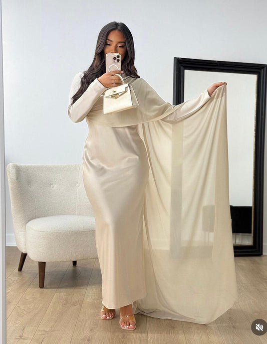 Vestido tul beige