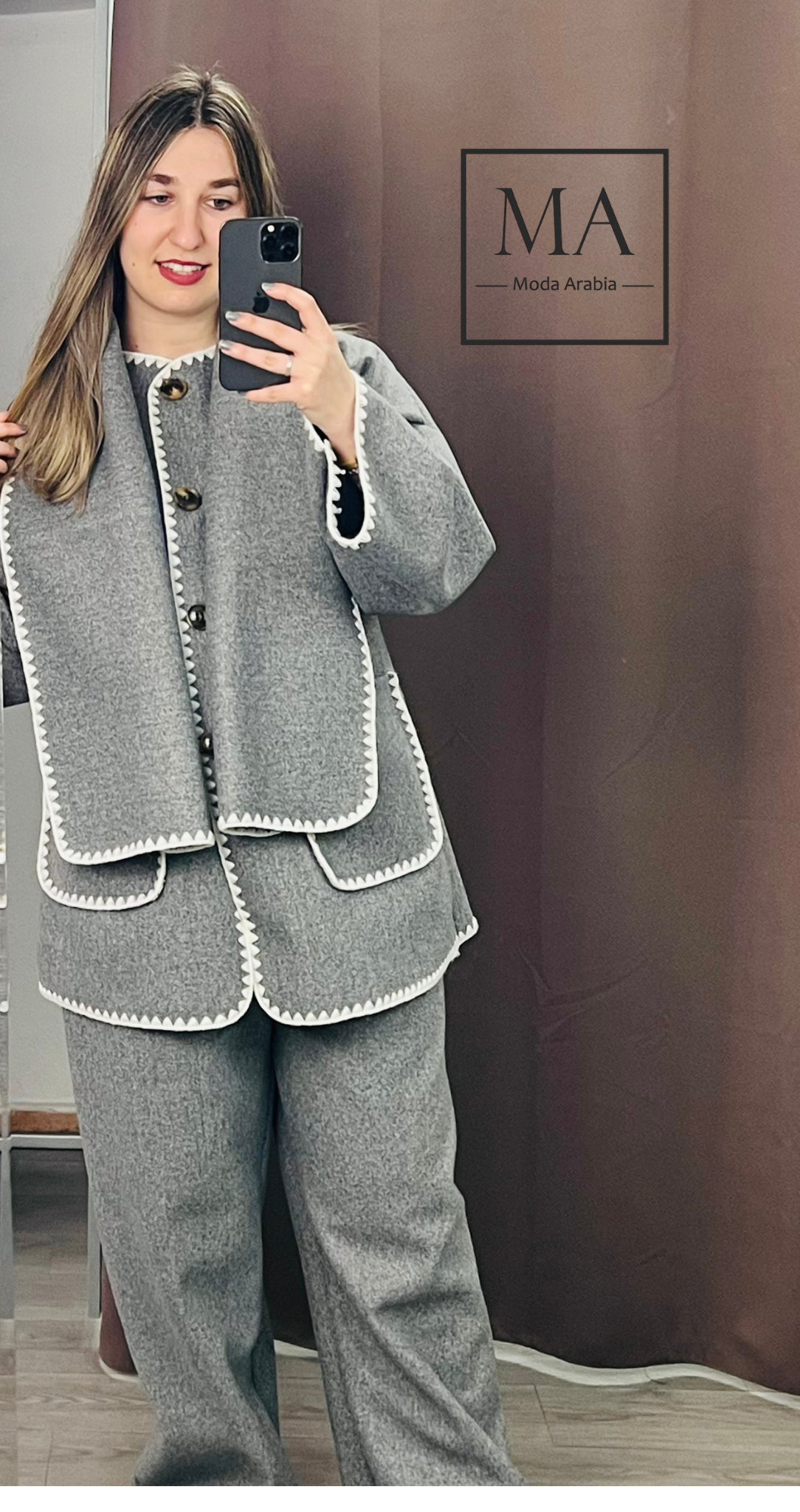 Conjunto con bufanda Gris