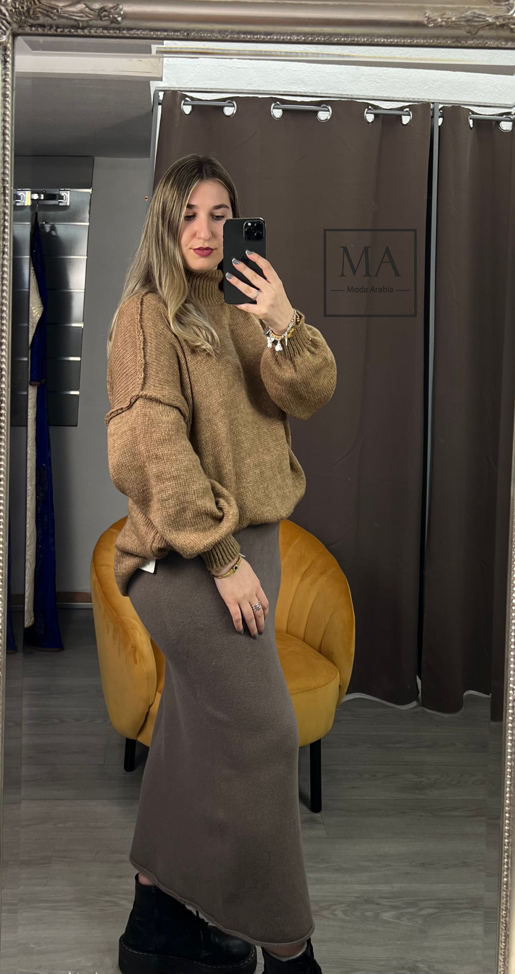 Falda de punto Taupe