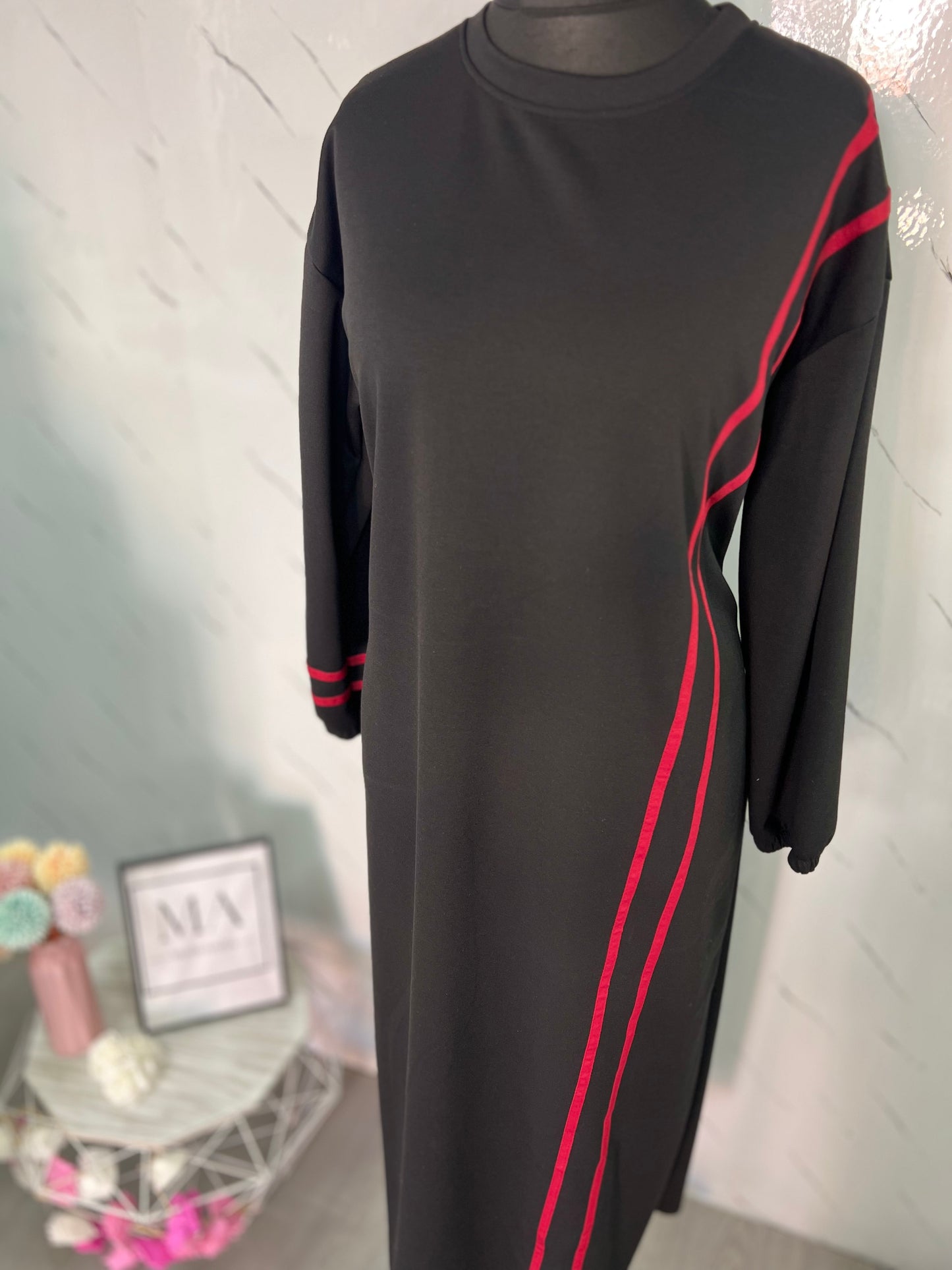Vestido sudadera rayas roja