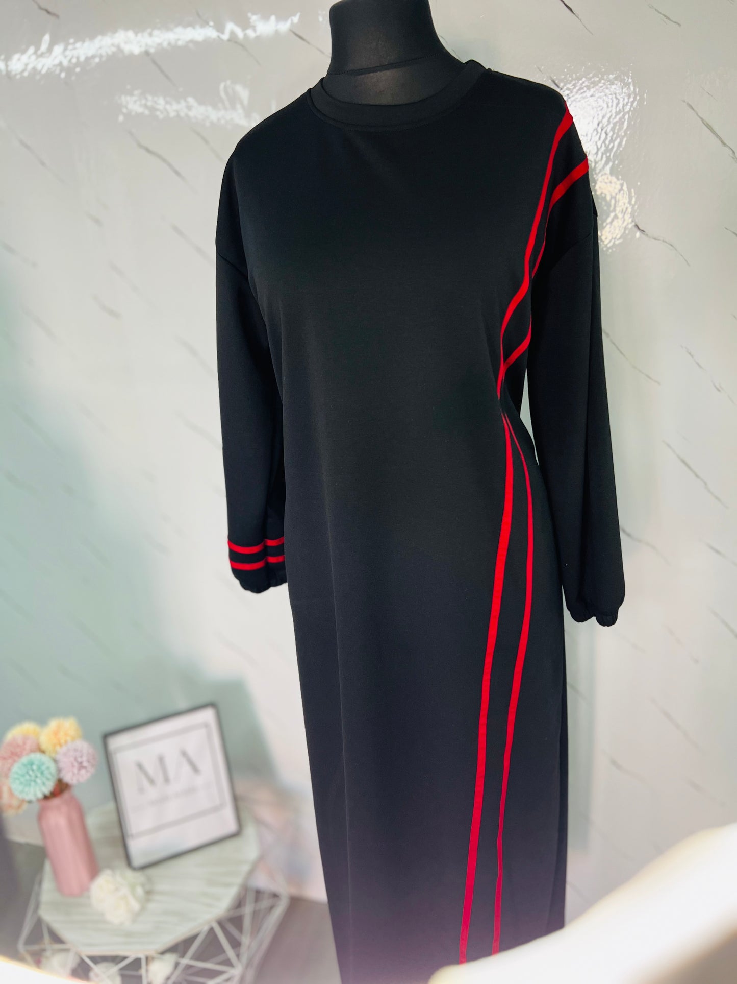 Vestido sudadera rayas roja