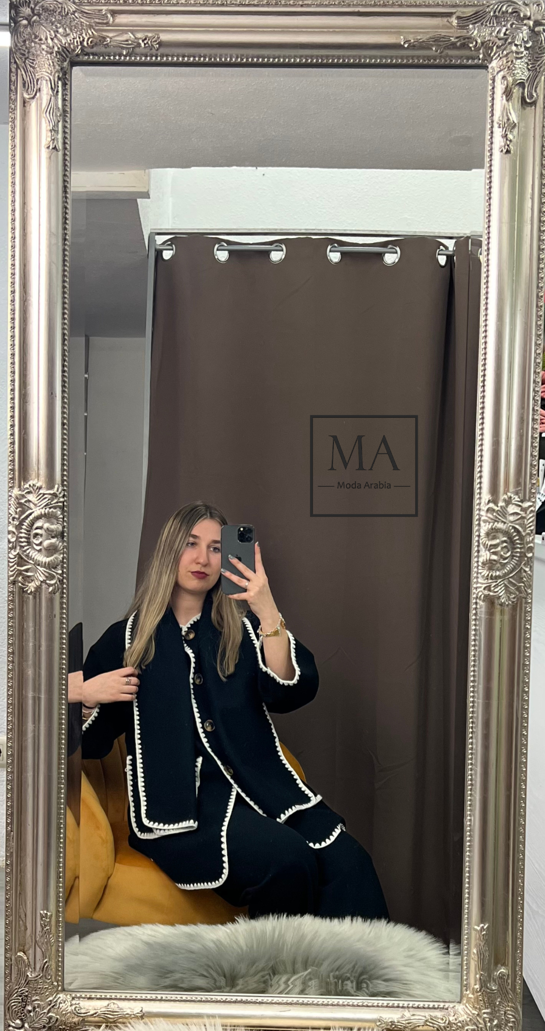 Conjunto con bufanda Negro