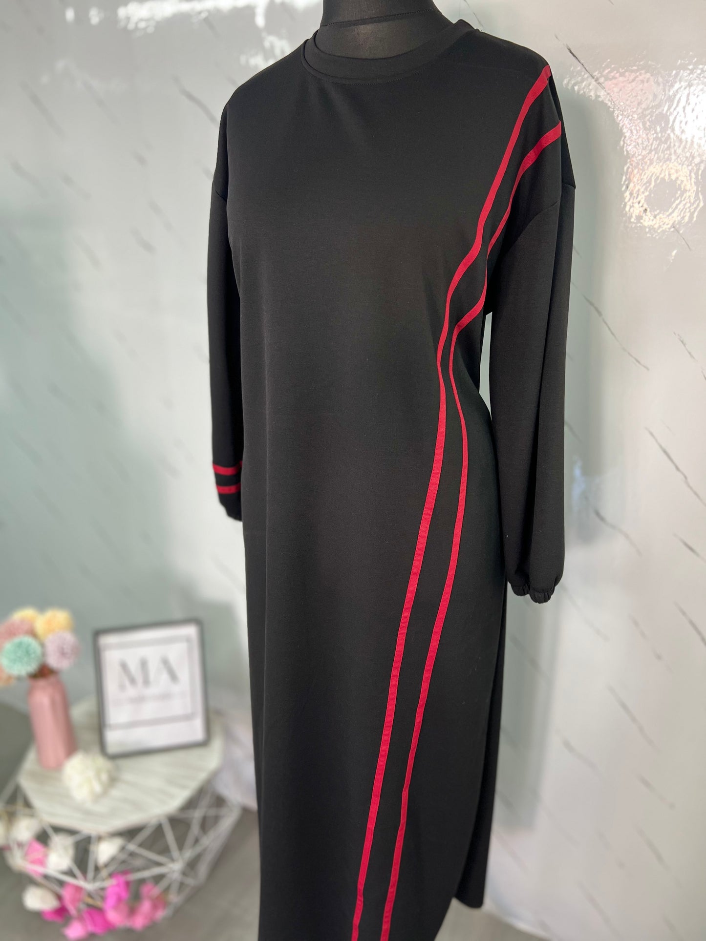 Vestido sudadera rayas roja