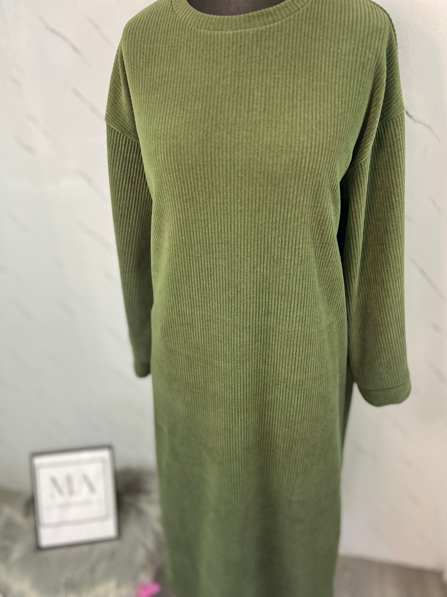 Vestido pana verde