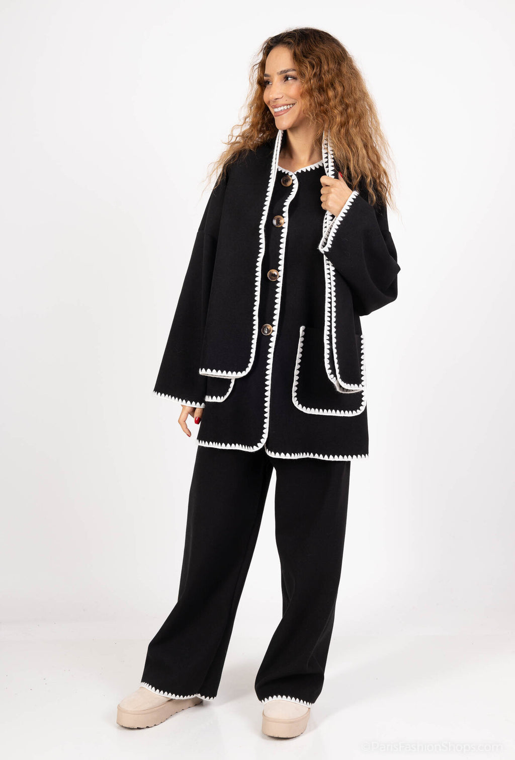 Conjunto con bufanda Negro