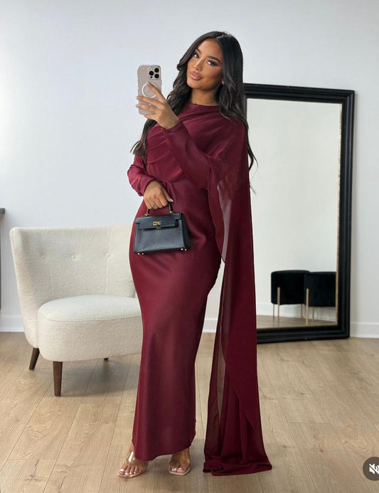Vestido tul burdeos