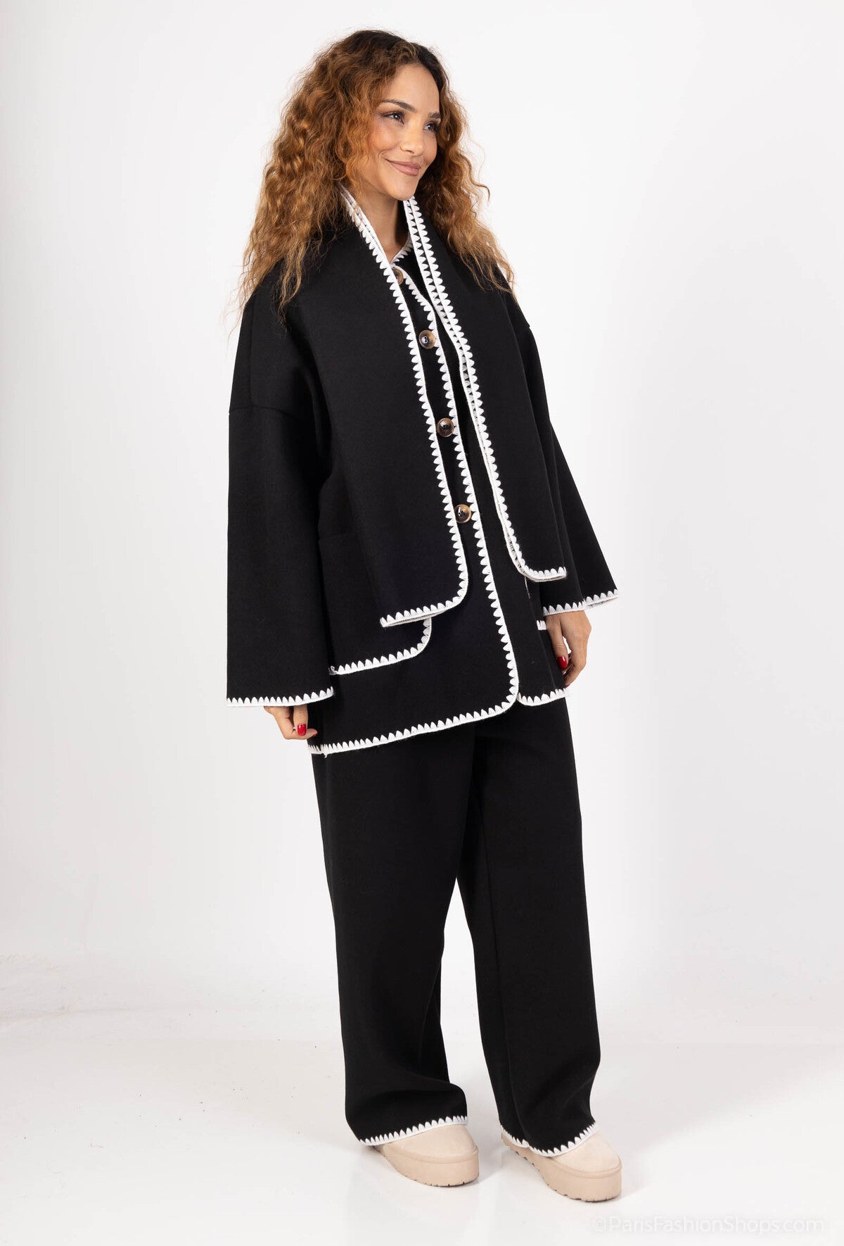 Conjunto con bufanda Negro