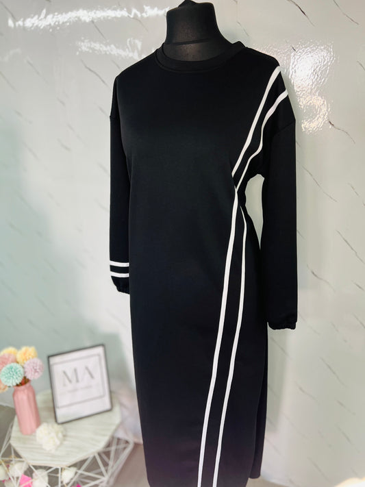 Vestido sudadera rayas blancas