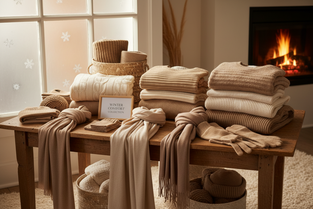 imagen para la web, en pagina de inico, es una tienda modesta, en temporada de invierno