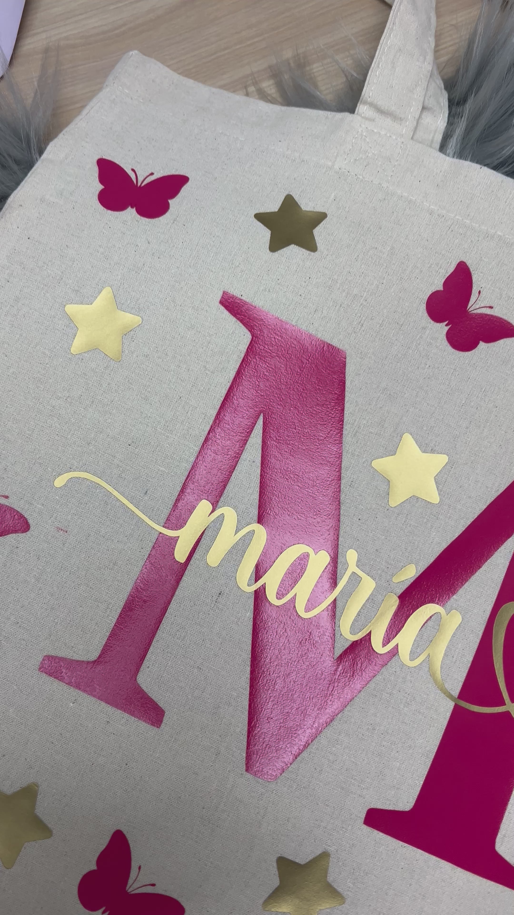 Tote bag de mariposas y estrellas