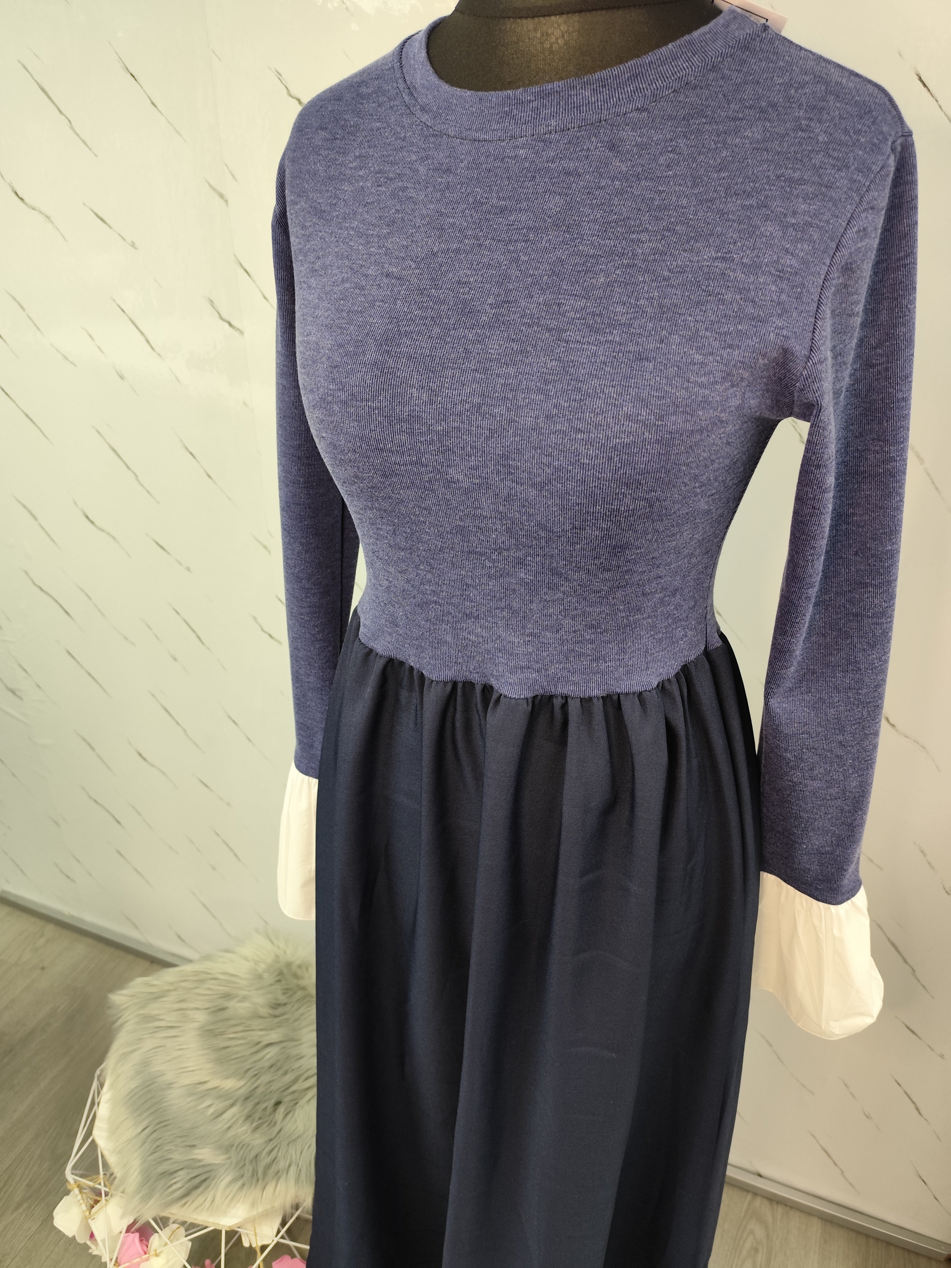 Vestido con mangas de camisa Negro