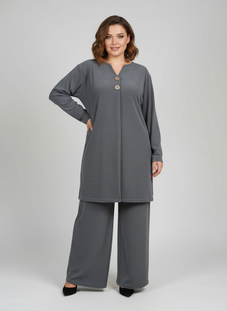 Conjunto de pana gris