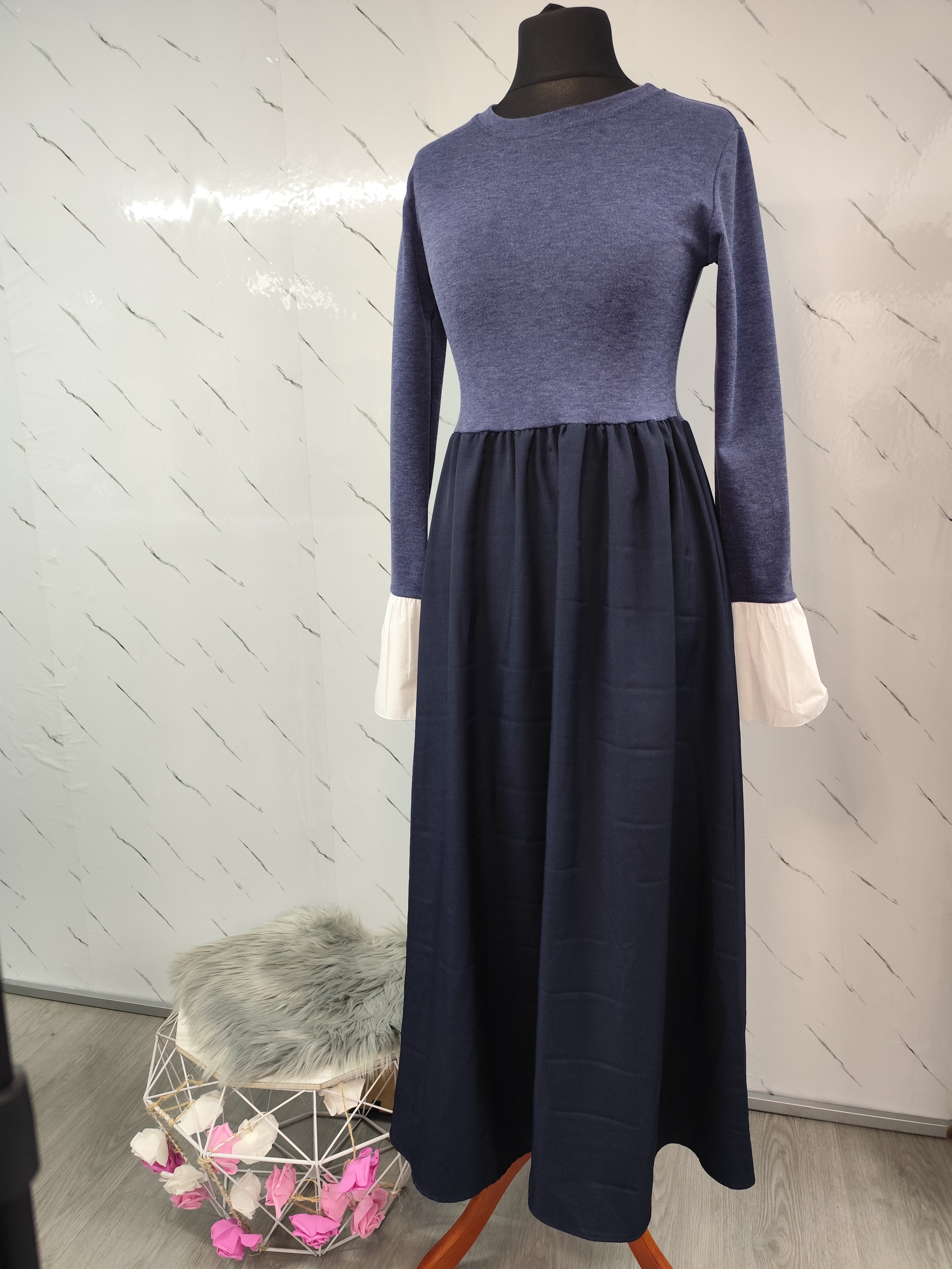 Vestido con mangas de camisa Negro