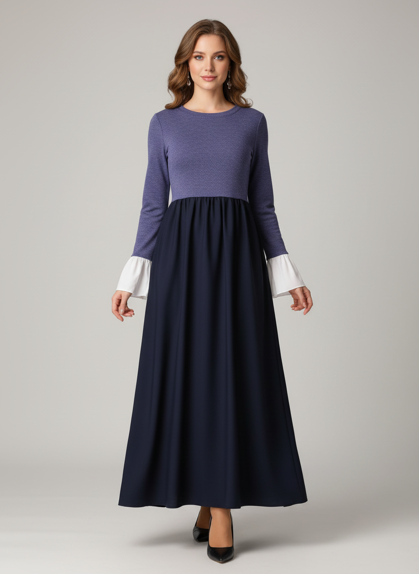 Vestido con mangas de camisa Negro