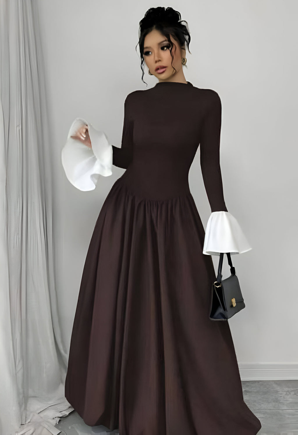 Vestido con mangas de camisa Chocolate