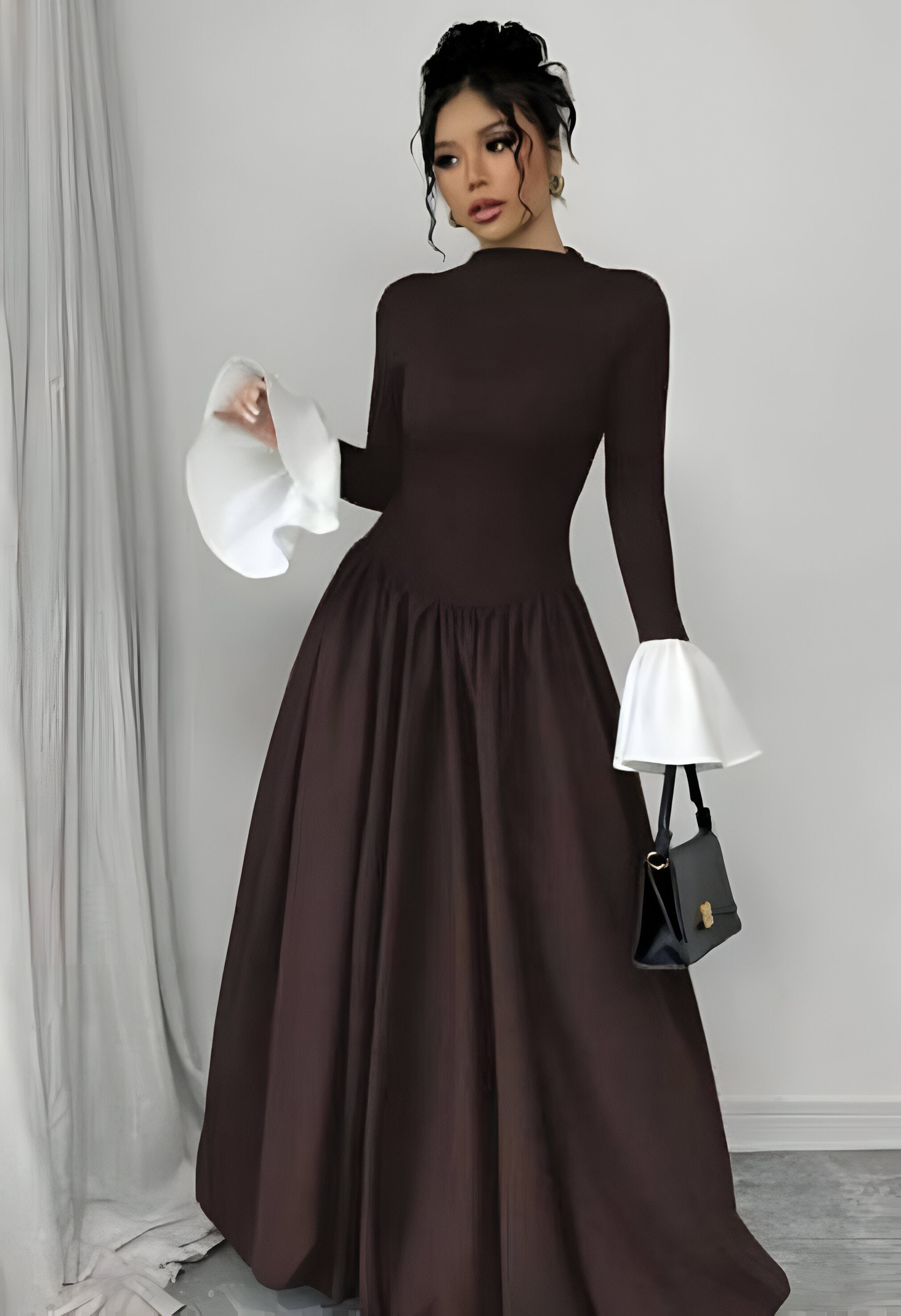 Vestido con mangas de camisa Chocolate